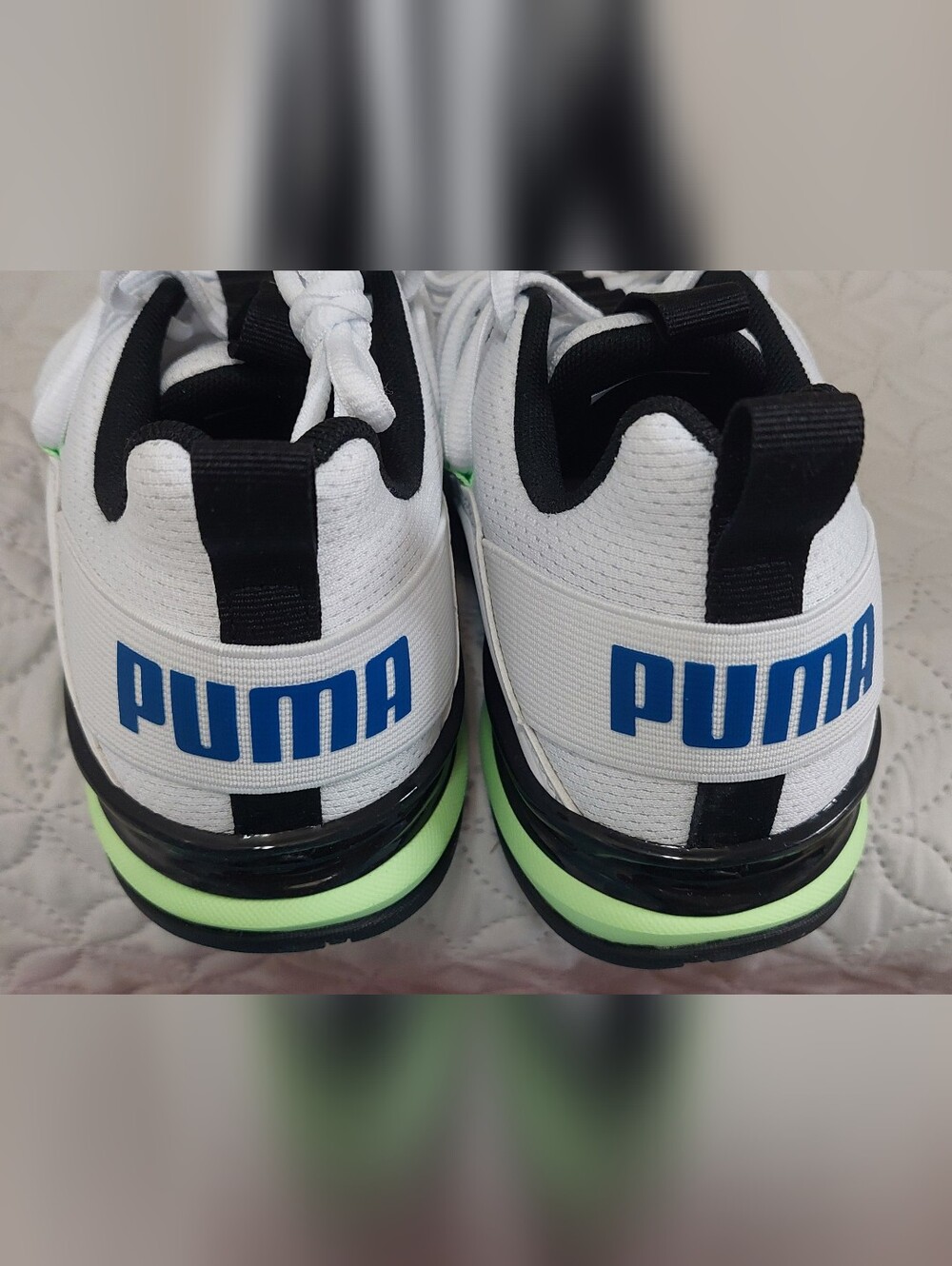 Puma White Athletic Sneakers with Black & Lime Accents - Picture 5 of 9